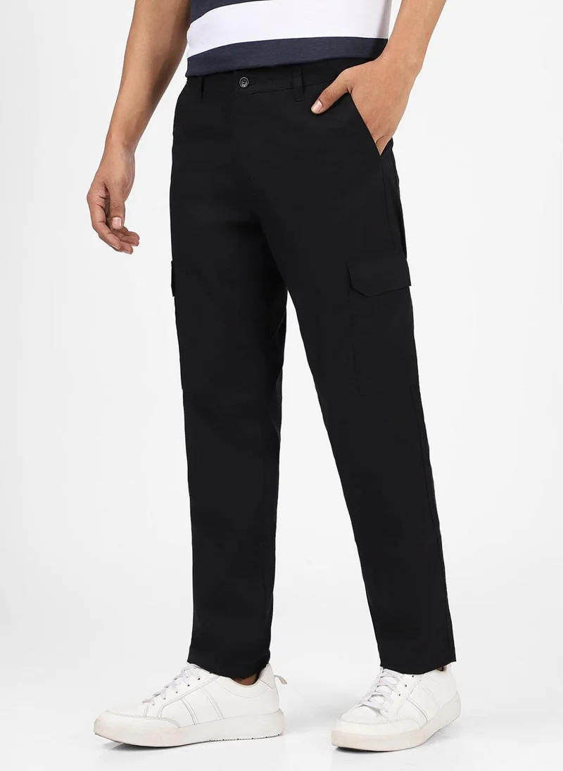 Urbano Fashion  Urbano Fashion Men's Black Regular Fit Solid Cargo Chino Pant With 6 Pockets for Men | Best Price UAE